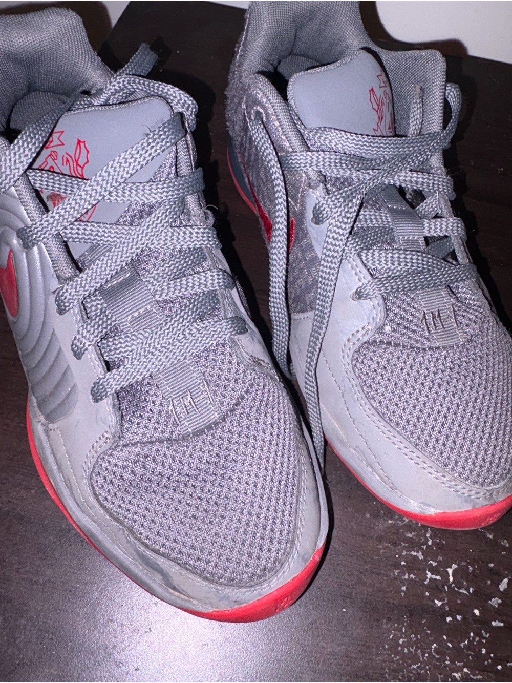 Kids Gray and Red K1X basketball shoes